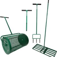 Landzie Compost/Peat Moss Spreader, Leveling Rake, Fork Aerator & Soil Probe